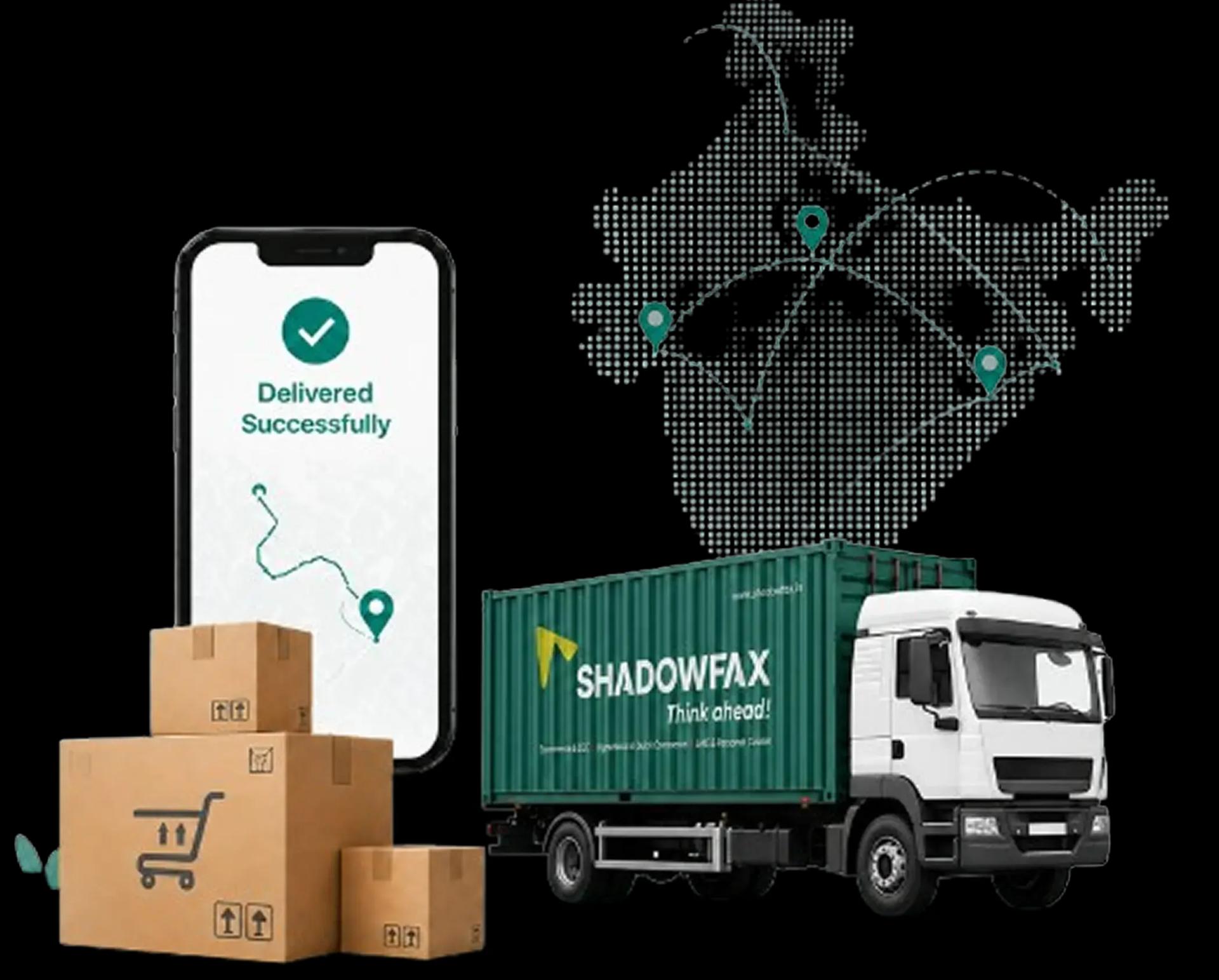 Shadowfax delivery tracking on mobile and logistics truck