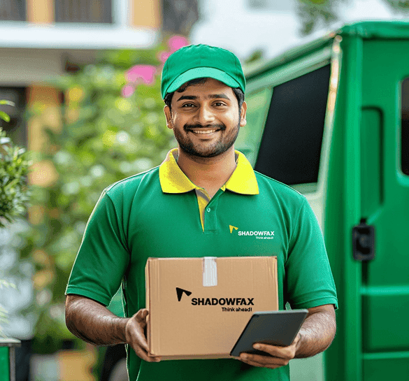 Shadowfax delivery personnel holding package