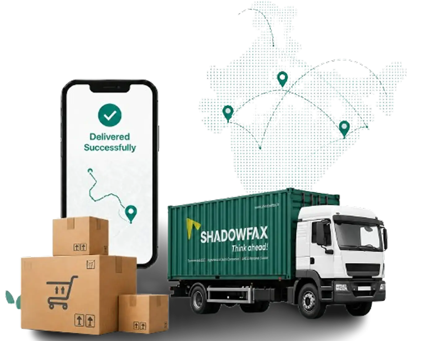 Shadowfax delivery tracking on mobile and logistics truck